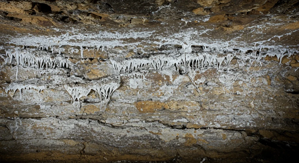 Salitre na parede do porão